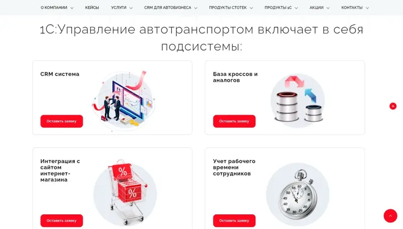 Подсистемы 1С:Управление автотранспортом с кнопками заявки