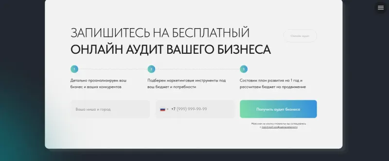 Форма записи на бесплатный онлайн-аудит бизнеса