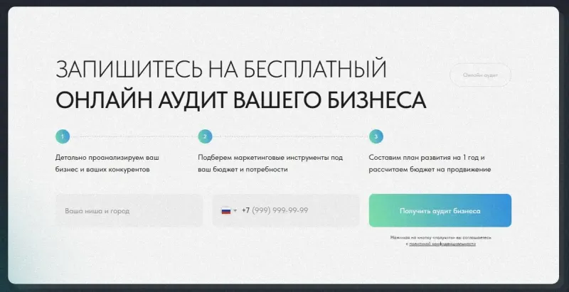 Запись на бесплатный онлайн-аудит бизнеса