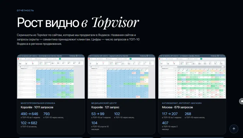 Рост позиций в Topvisor