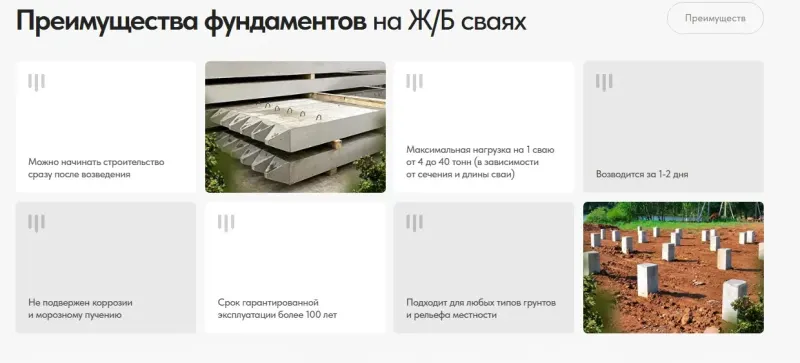 Преимущества фундамента на ж/б сваях перед другими решениями